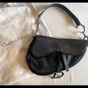 Christian Dior Black Leather Saddle Bag